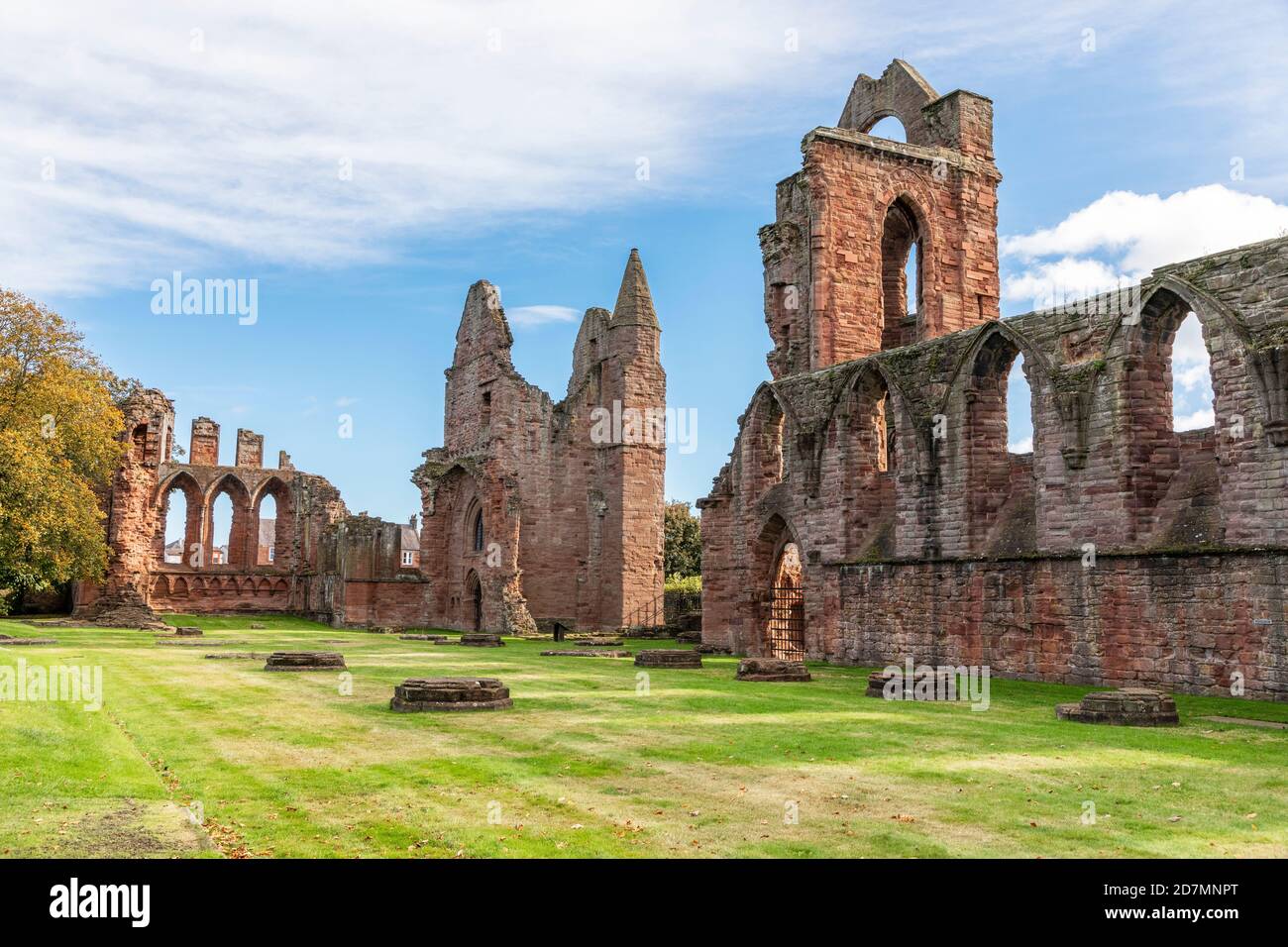 Arbroath Abbey, in the Scottish town of Arbroath, was founded in 1178 by King William the Lion for a group of Tironensian Benedictine monks from Kelso Stock Photo