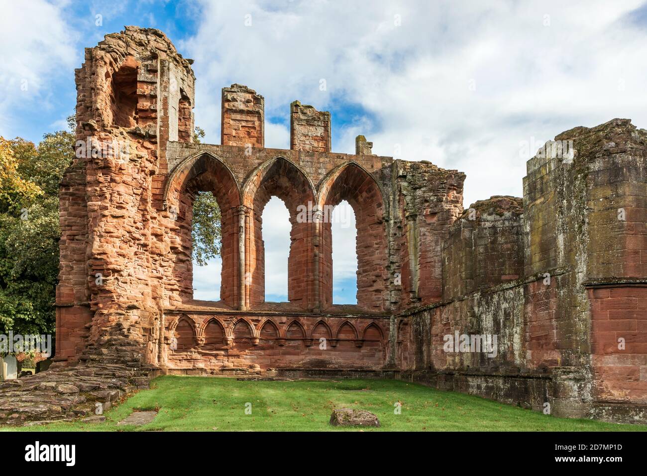 Arbroath Abbey, in the Scottish town of Arbroath, was founded in 1178 by King William the Lion for a group of Tironensian Benedictine monks from Kelso Stock Photo