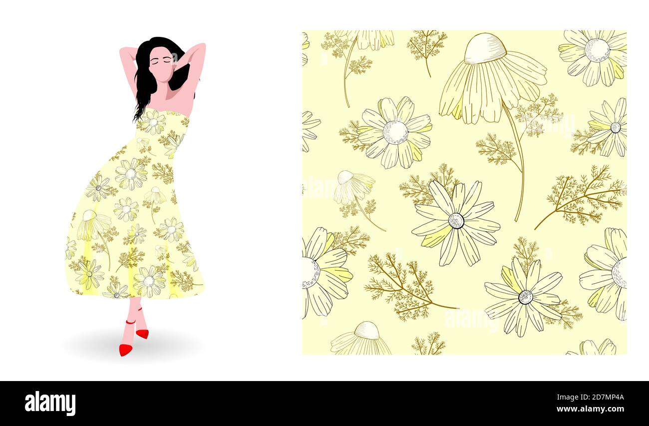 Print on textiles, fabric design, delicate floral print, seamless vector pattern Stock Vector