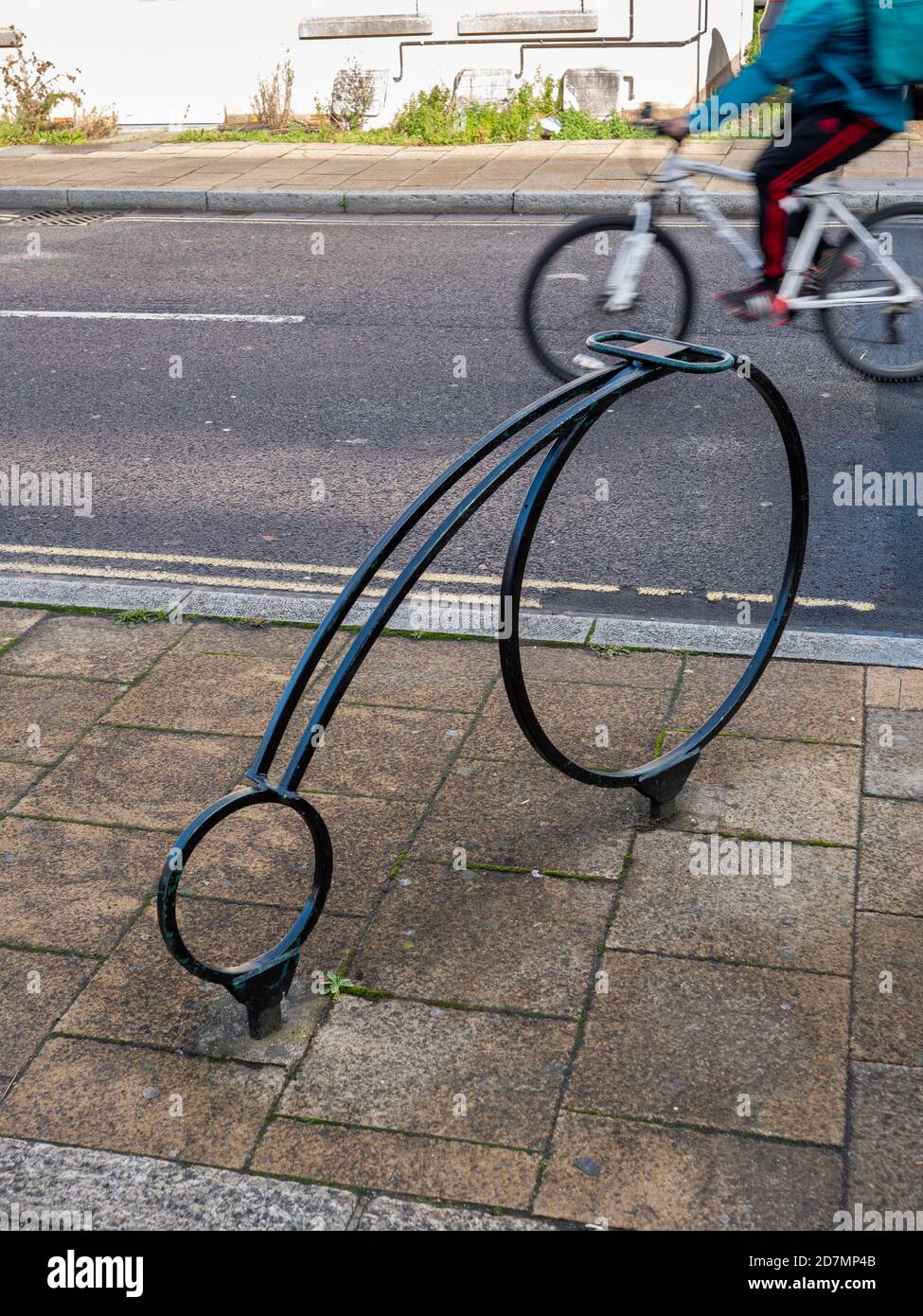 Penny Farthing shaped bike racks in Northam, Southampton, UK. Stock Photo