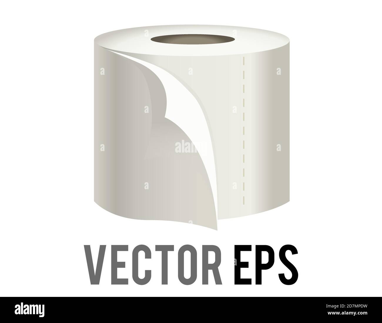 The isolated vector roll of white toilet, washroom or kichen tissue paper icon with sheet unfurling Stock Vector