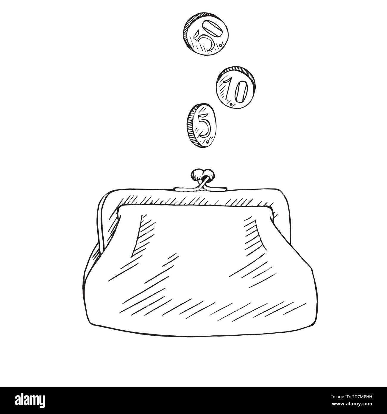 Hand drawn vector sketch of men's wallet. Wallet for money and credit  cards. Men's purse for money isolated on a white background.:: tasmeemME.com