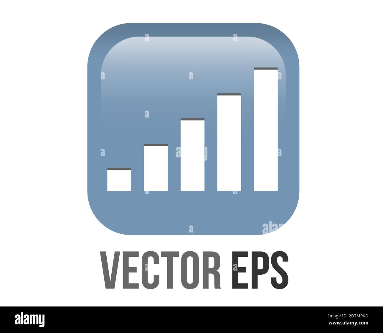 The isolated vector gradient blue antenna signals bar round corner square icon button Stock Vector