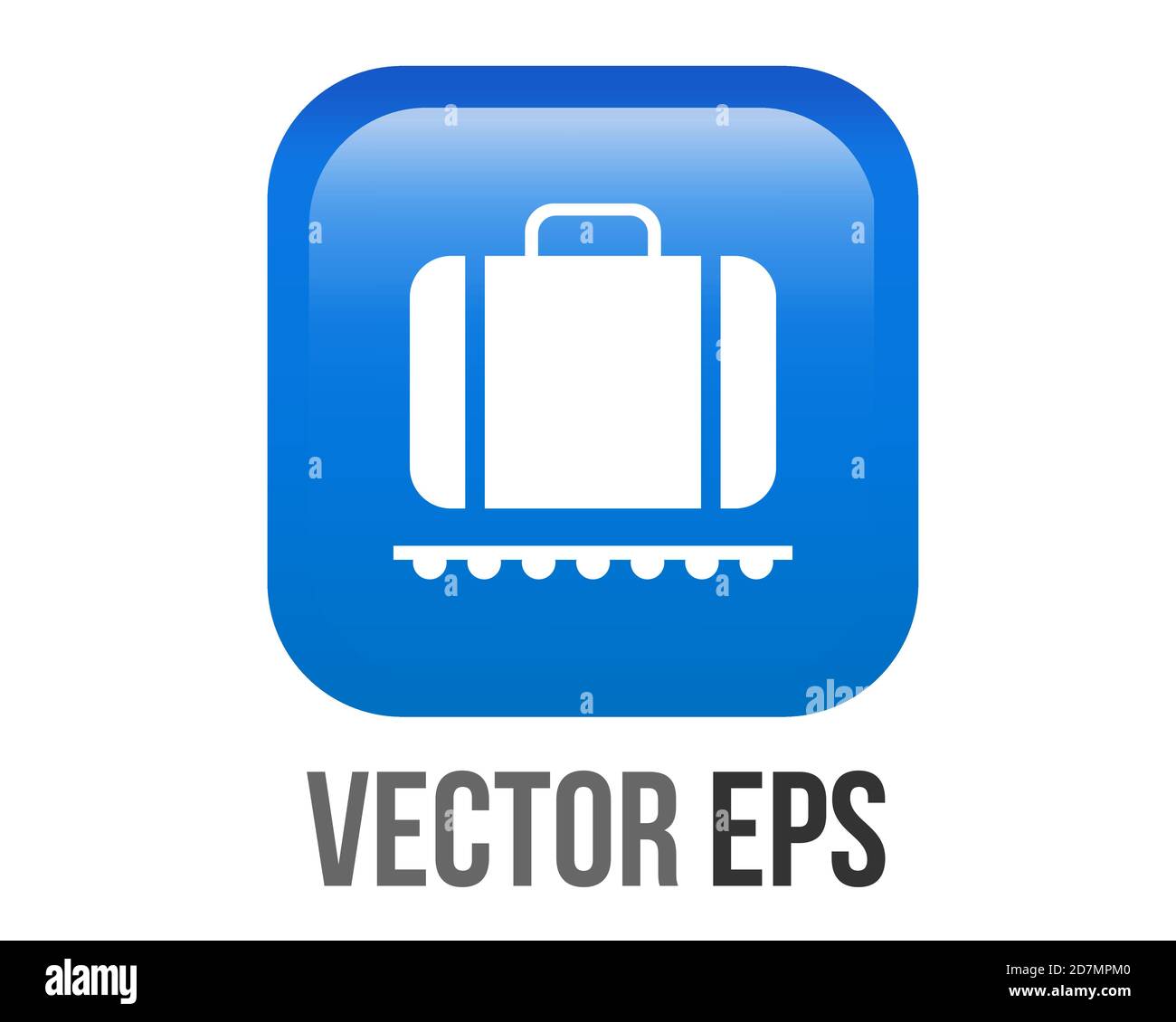 The isolated vector gradient blue baggage claim button square icon Stock Vector