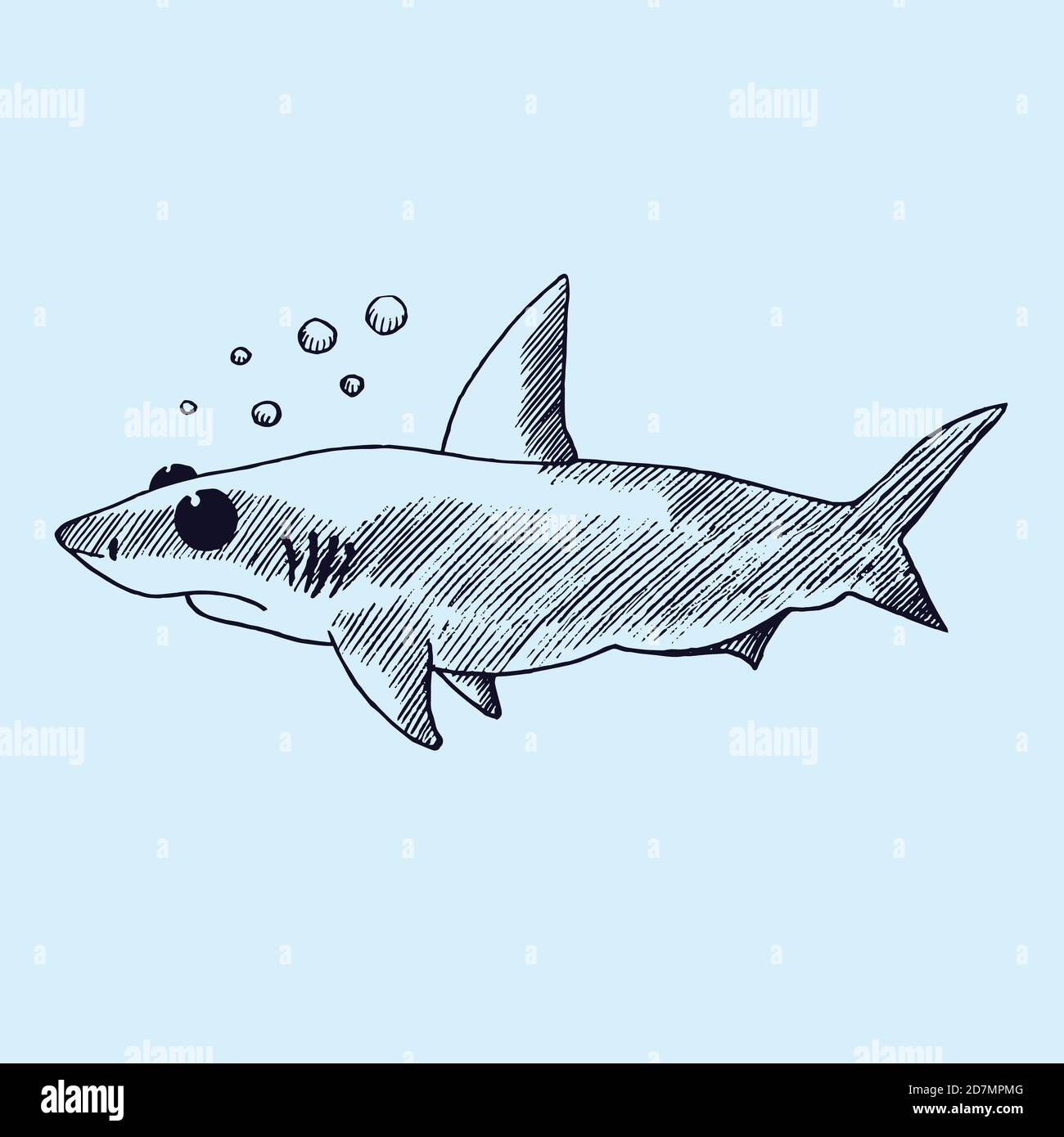 Cartoon character of shark with bubbles, hand drawn doodle sketch, isolated outline illustration Stock Photo - Alamy Cartoon character of shark with bubbles, hand drawn doodle sketch, isolated outline illustration Stock Photo - Alamy