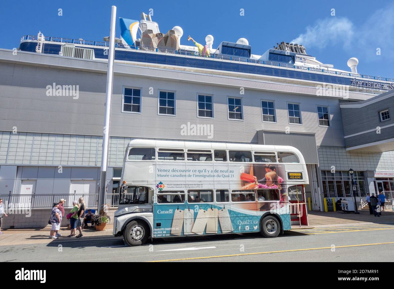 Gray Line Hop On Hop Off Vintage London Double Decker Routemaster Bus At Halifax Cruise Ship