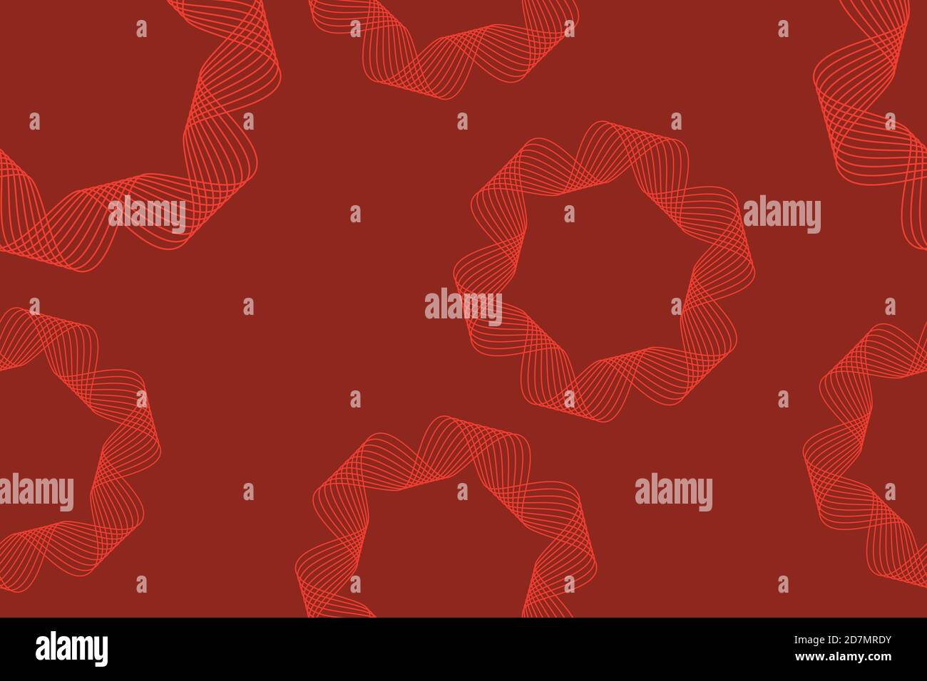 Seamless, abstract background pattern made with repeated curvy lines in flower abstraction. Modern, decorative and simple vector art in orange and red Stock Photo