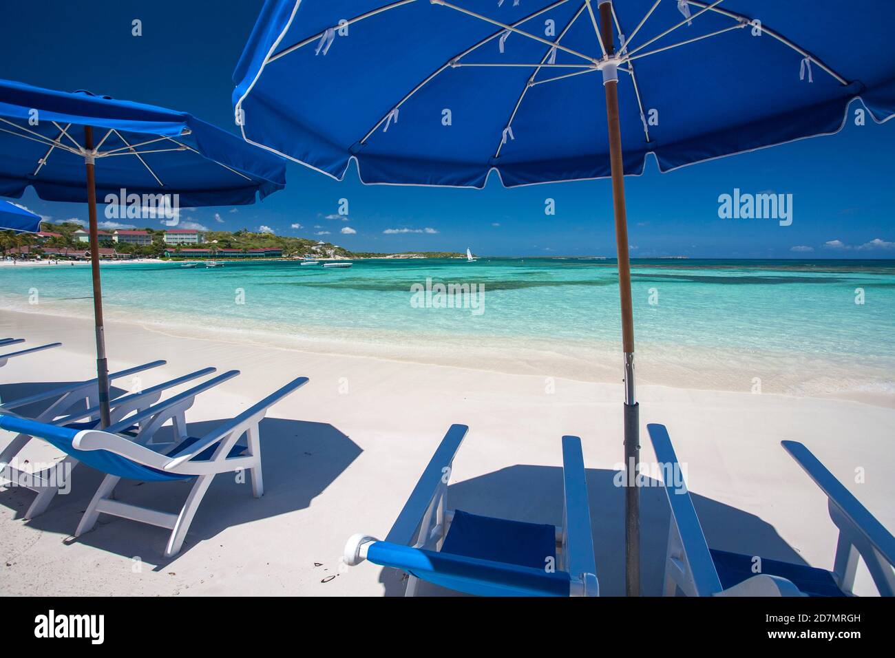 Half moon bay in Antigua. Antigua is an island in the Lesser Antilles