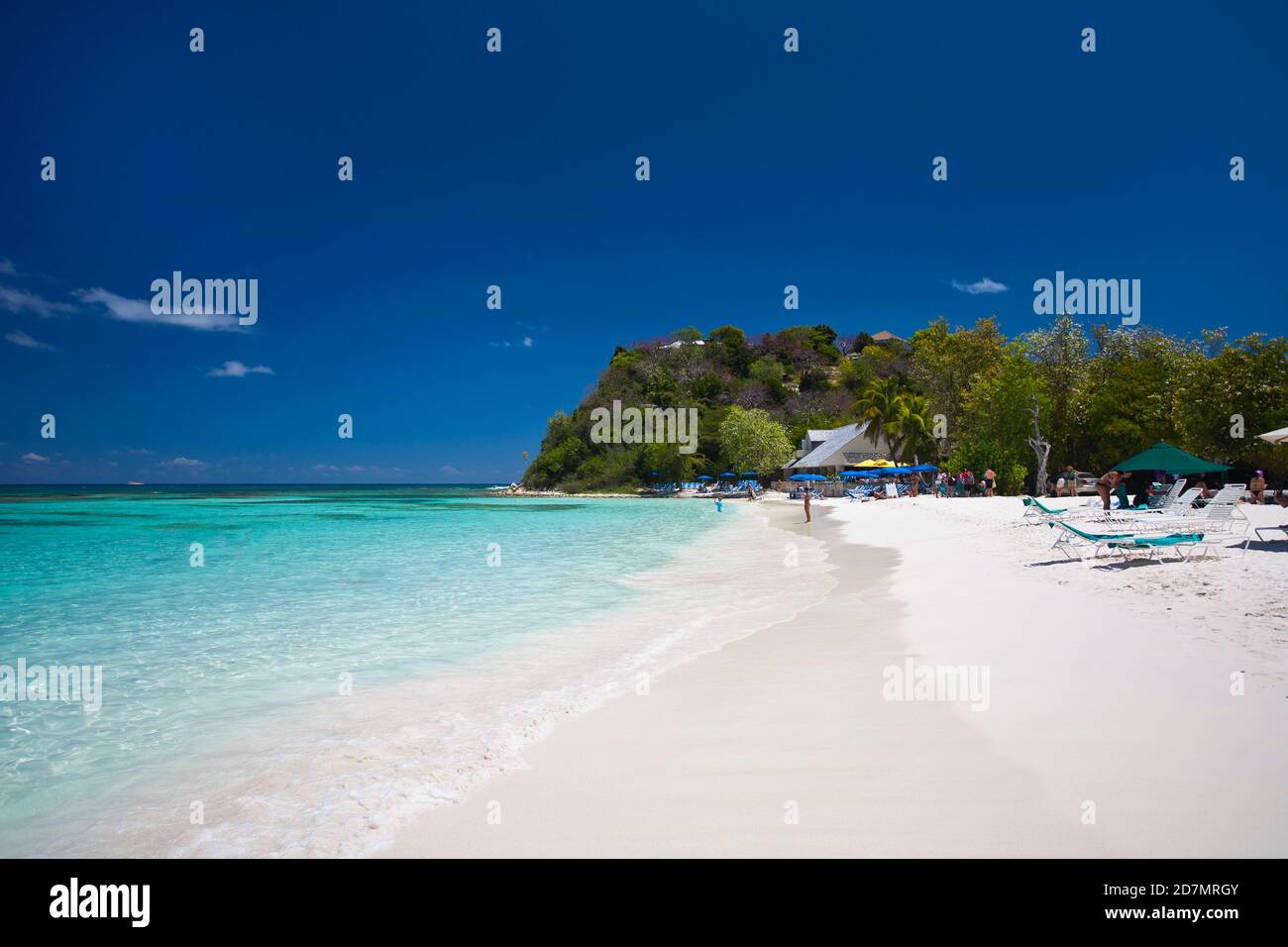 Half moon bay in Antigua. Antigua is an island in the Lesser Antilles
