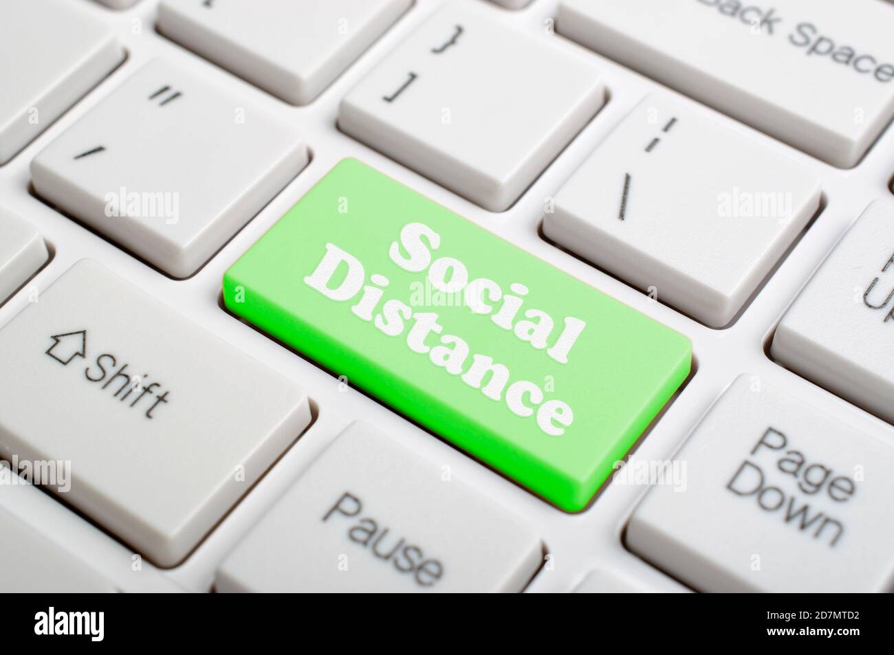 Social distance key on keyboard Stock Photo