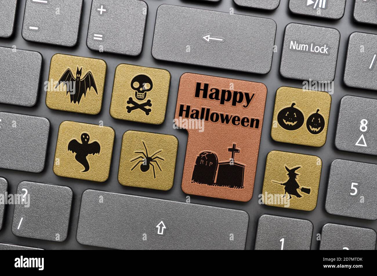 Happy Halloween key on keyboard Stock Photo