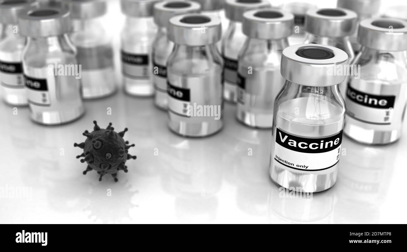 Virus and Vaccine - 3D Rendering Stock Photo