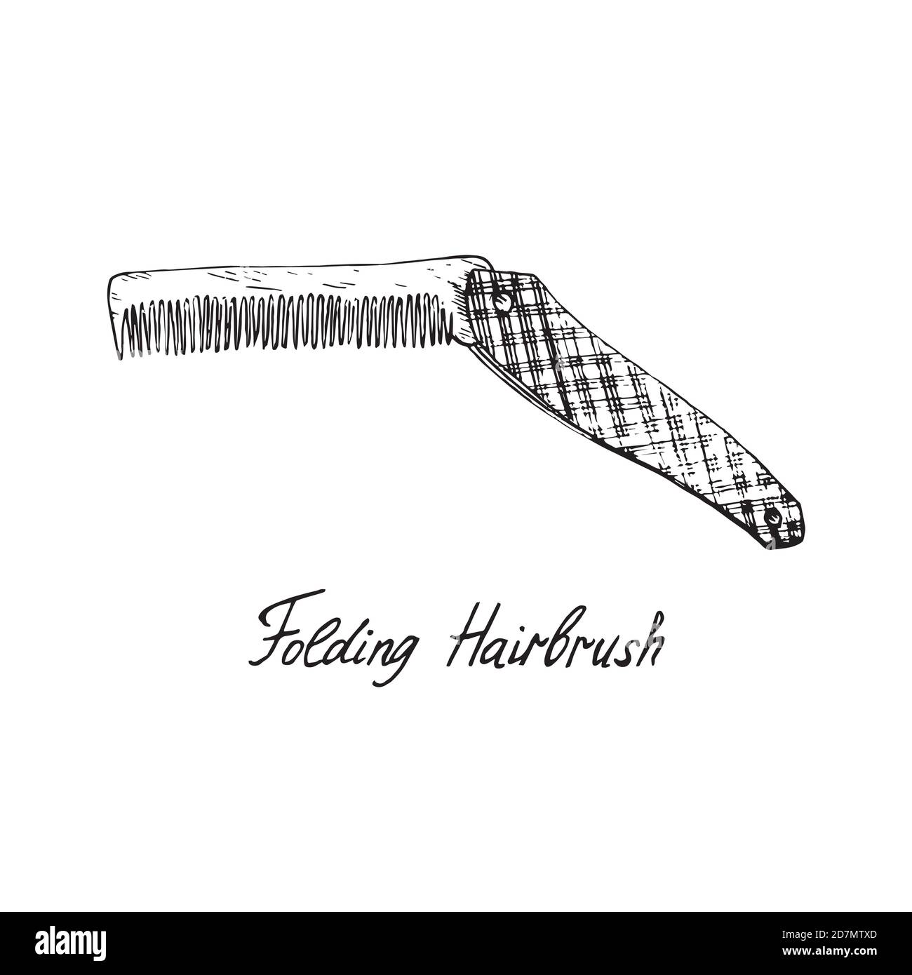 Straight razor, hand drawn doodle sketch with inscription, isolated