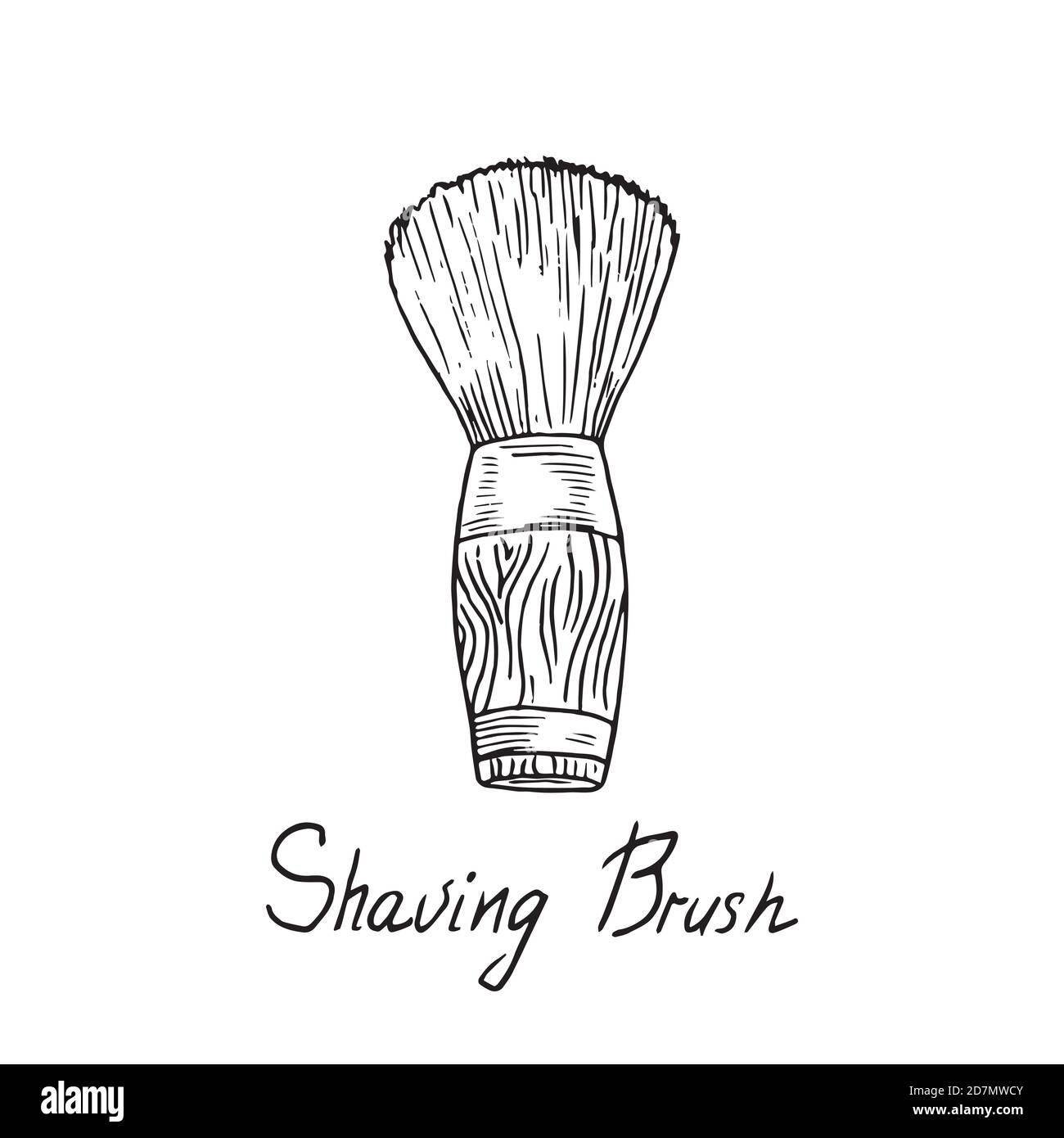 Shaving Brush, hand drawn doodle sketch with inscription, isolated illustration Stock Photo Alamy
