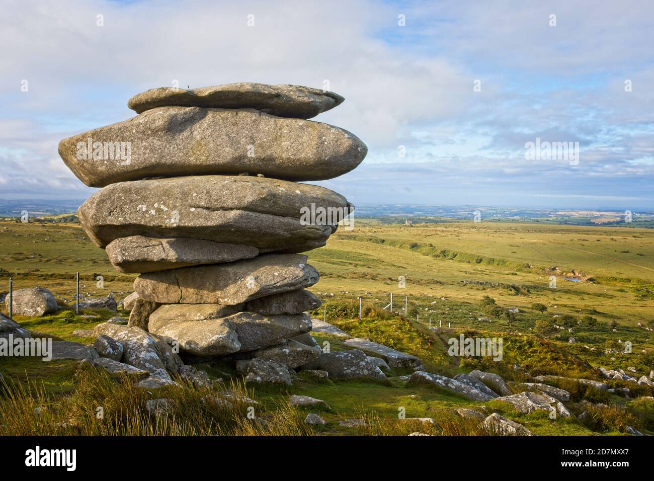 The Cheesewring, a natural formation of granite on Stowe's Hill, Bodmin Moor, near Minions, Cornwall, England, UK. Stock Photo