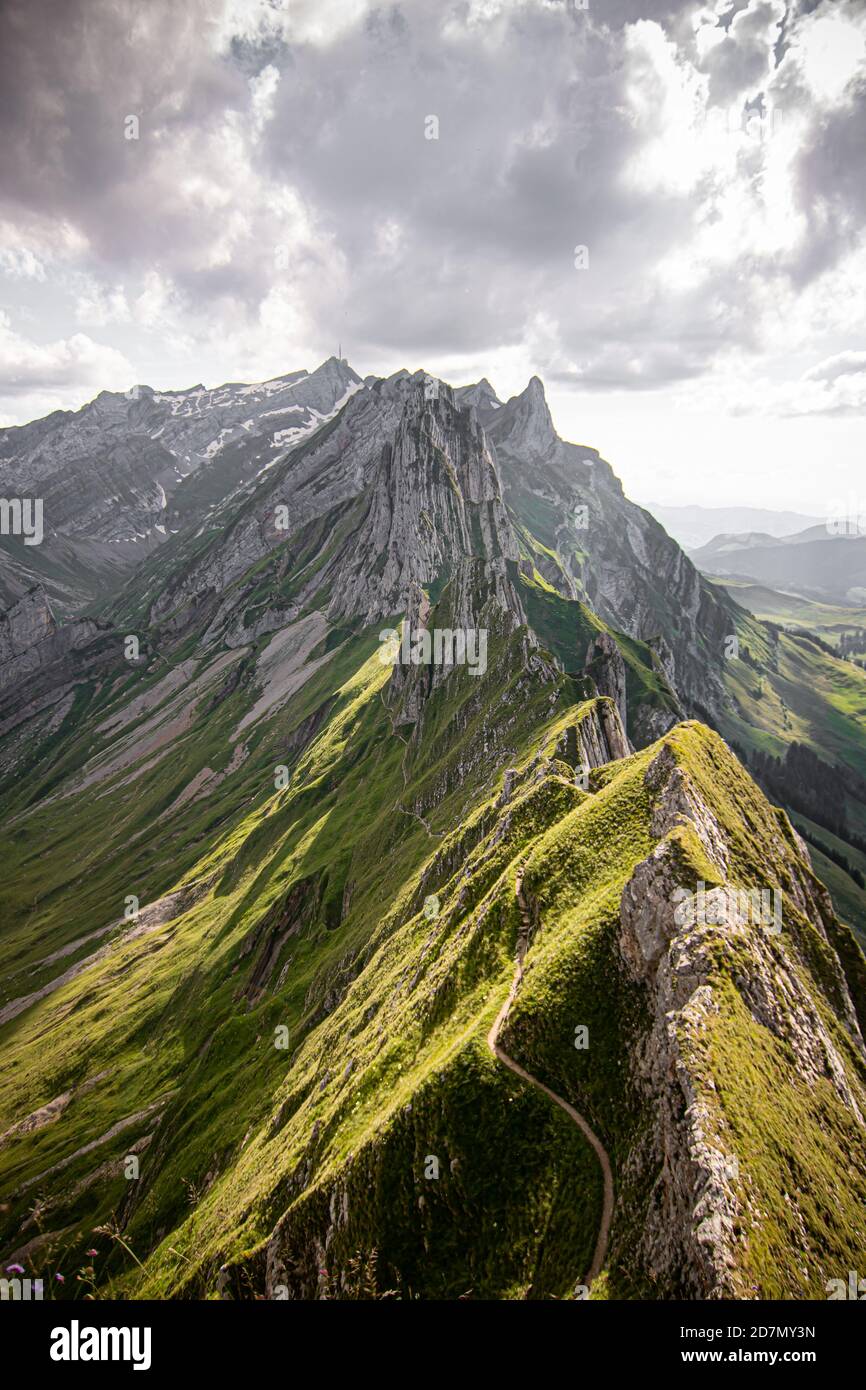 Alpine peak Altenalp in the Alpstein mountain range - Canton of Appenzell Innerrhoden AI , Switzerland Stock Photo