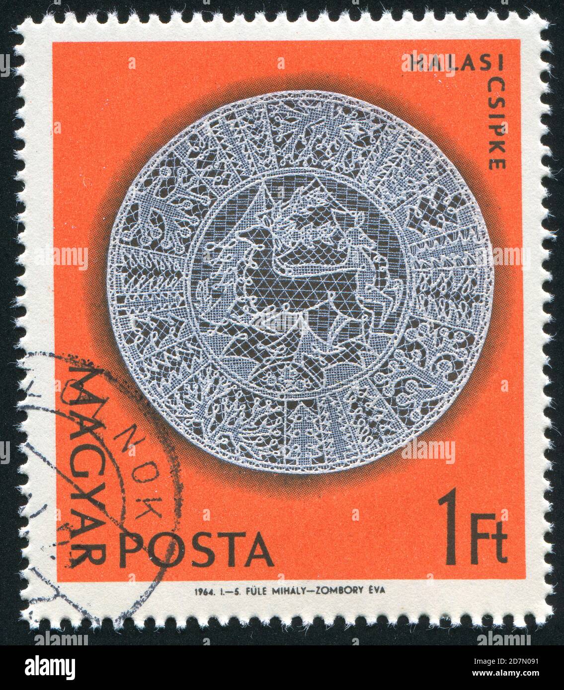 HUNGARY - CIRCA 1964: stamp printed by Hungary, shows Halas lace patterns, circa 1964 Stock Photo