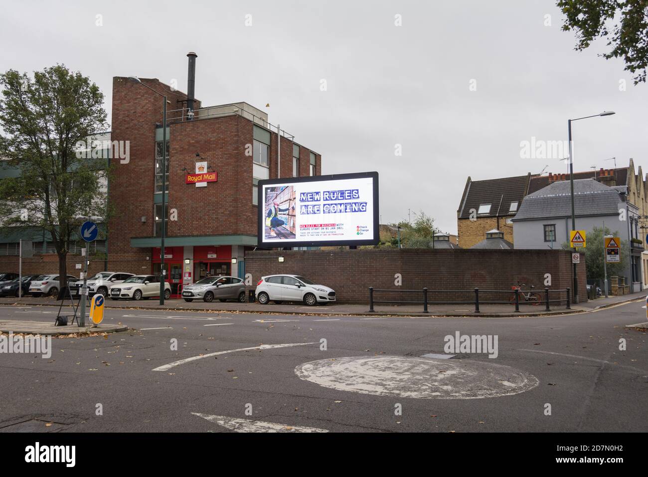 London, England, UK. 24 October 2020.  HM Government, Brexit New Rules are Coming electronic billboard advert © Benjamin John Stock Photo