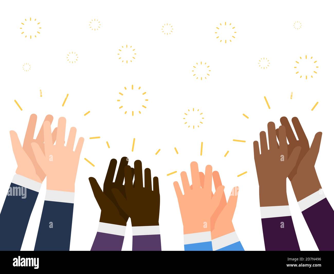 Applause flat illustration. International people hands clapping vector concept. Applause gesture, people support clap Stock Vector