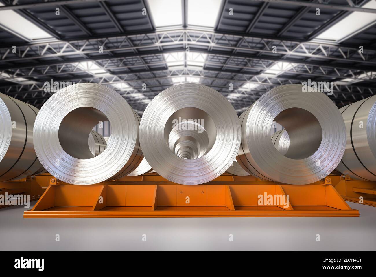 3d rendering roll of steel sheets in factory Stock Photo - Alamy