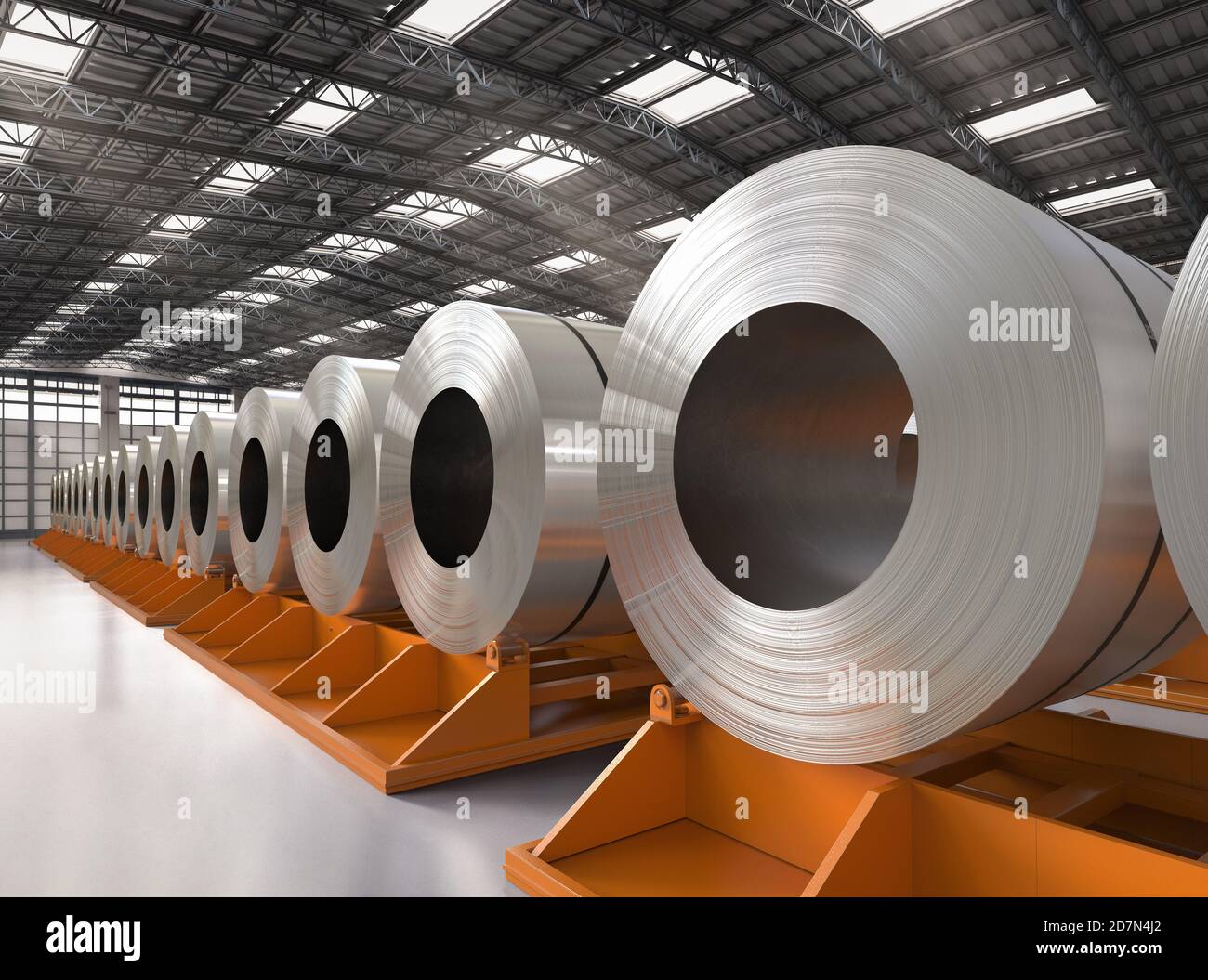 3d rendering roll of steel sheets in factory Stock Photo - Alamy