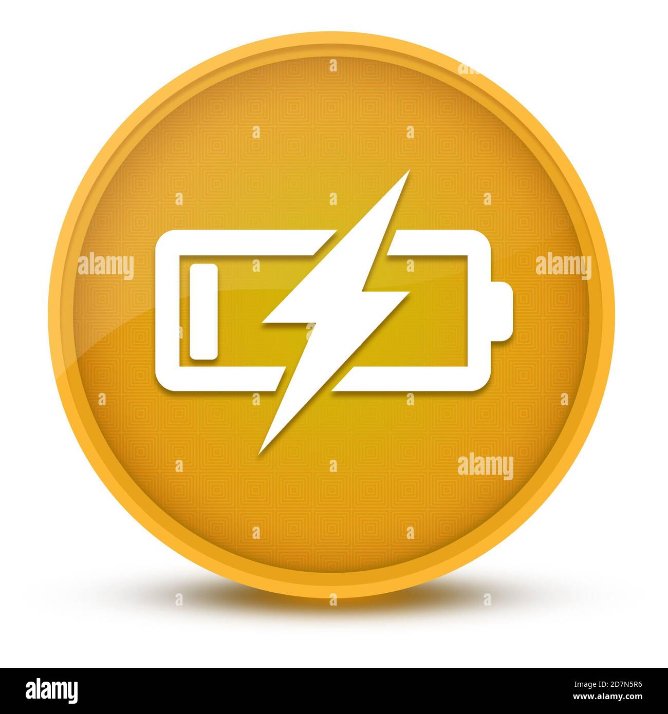 Battery Charging luxurious glossy yellow round button abstract ...