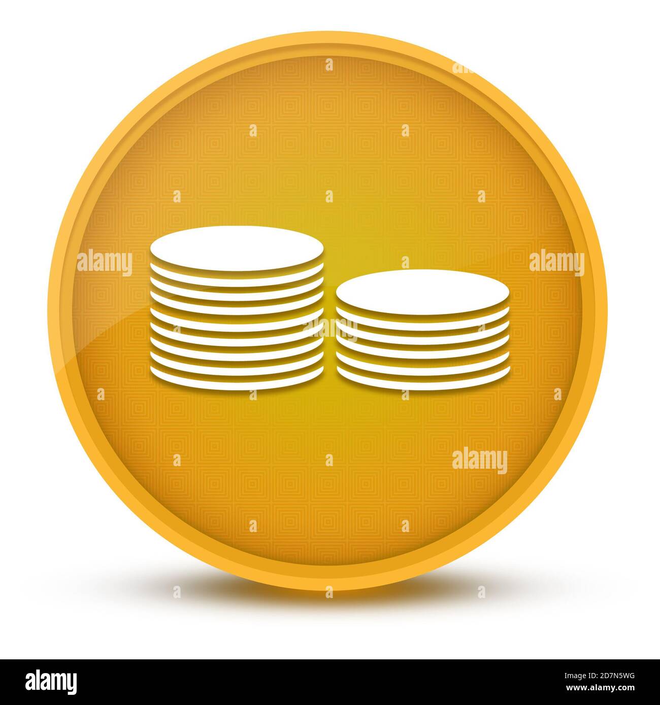 Coins money luxurious glossy yellow round button abstract illustration