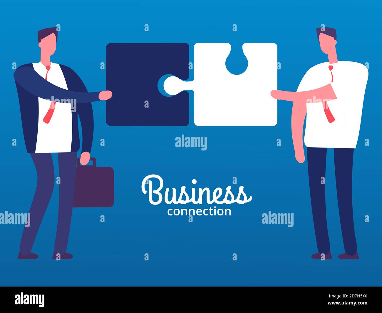 Cartoon businessmen with puzzles. Business cooperation vector concept. Businessman cooperation business, cartoon people partnership illustration Stock Vector