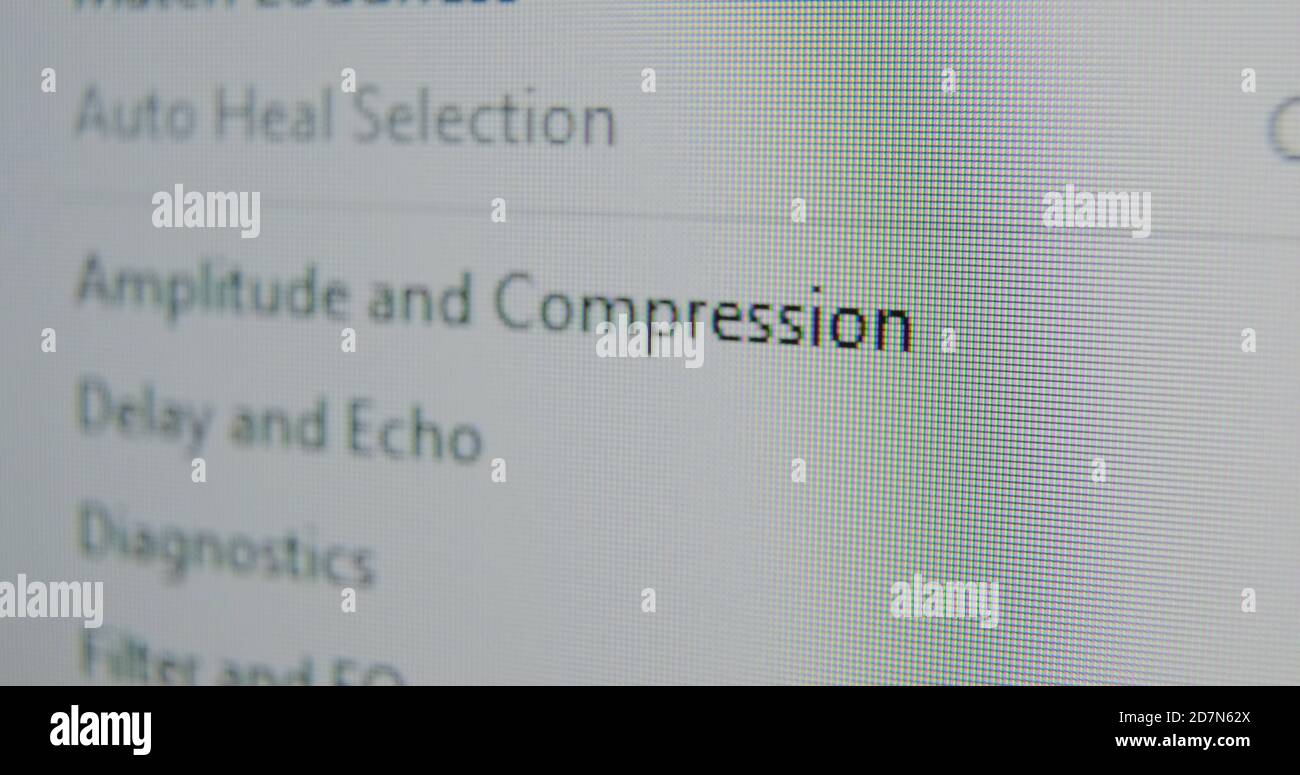Cursor moves along computer program menu and stops on Amplitude and ...