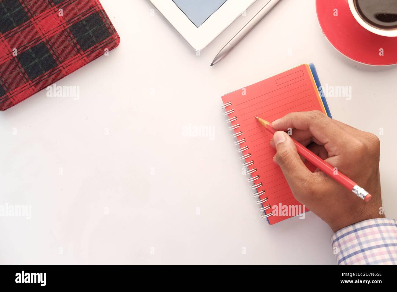 Hand red pencil on hi-res stock photography and images - Alamy
