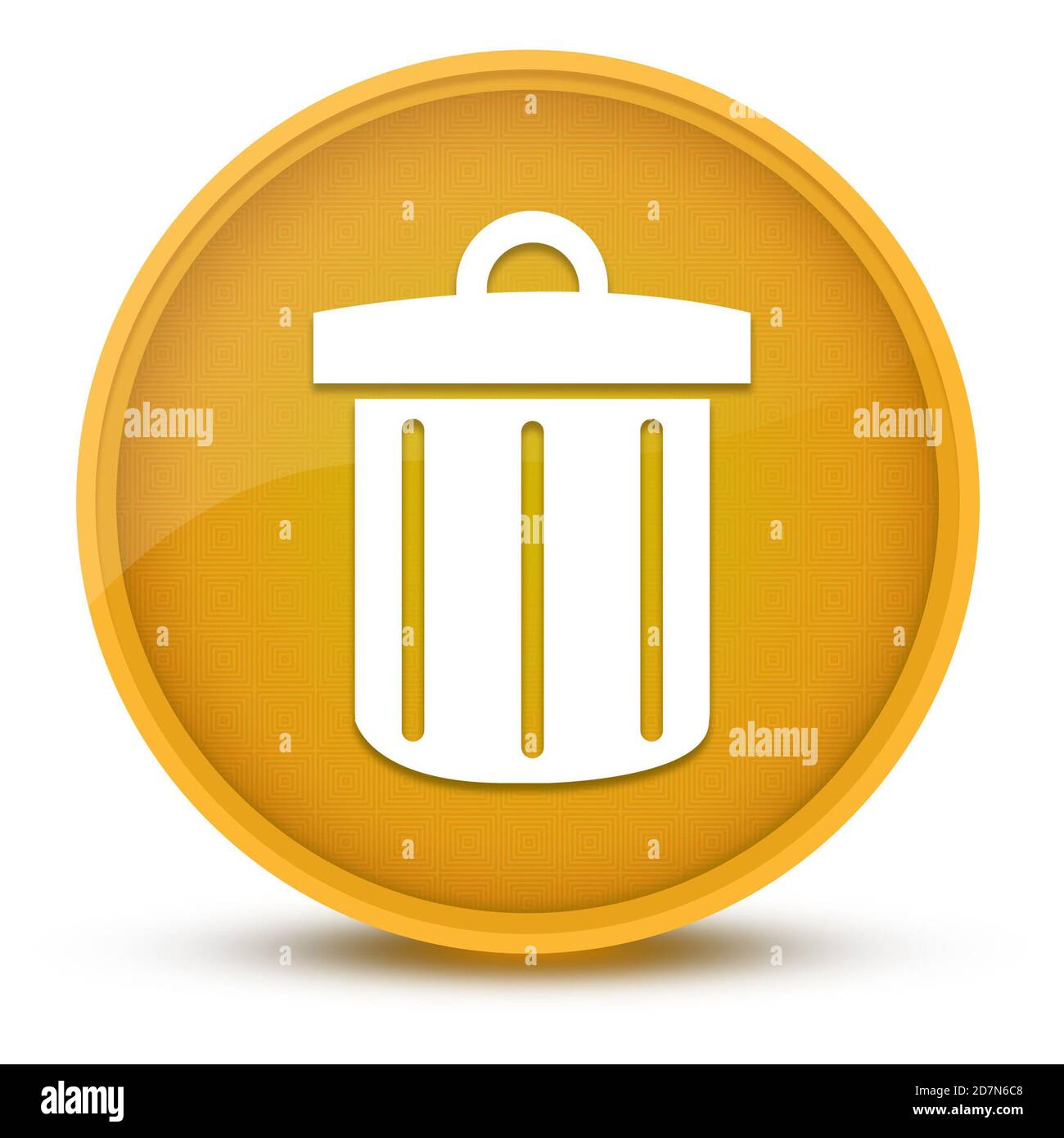 Recycle bin luxurious glossy yellow round button abstract illustration