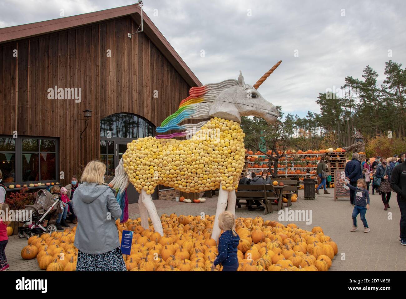 KLAISTOW, GERMANY - 22 OCTOBER 2020: Berlin-Brandenburg's largest pumpkin exhibition in 2020 is themed Pumpkin, Fables and Fantasies. Fantastic pumpki Stock Photo