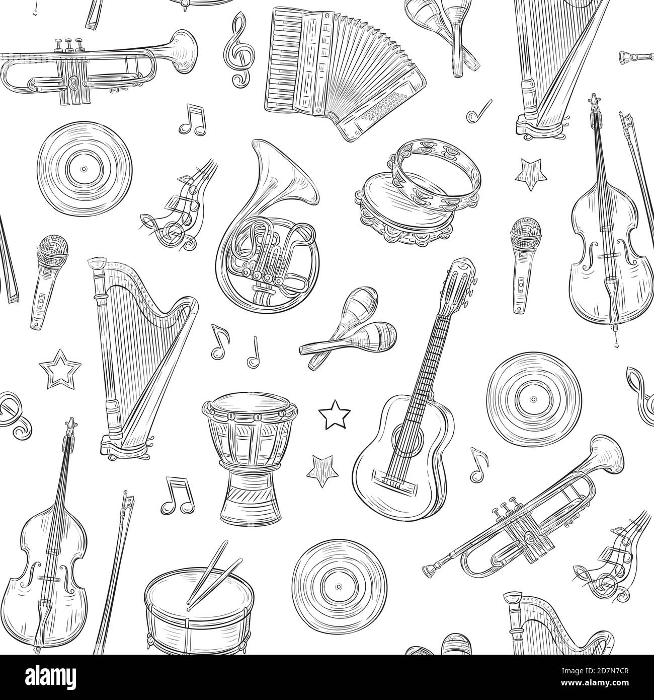 Musical instruments and equipments sketches Stock Vector by ©Seamartini  97036934
