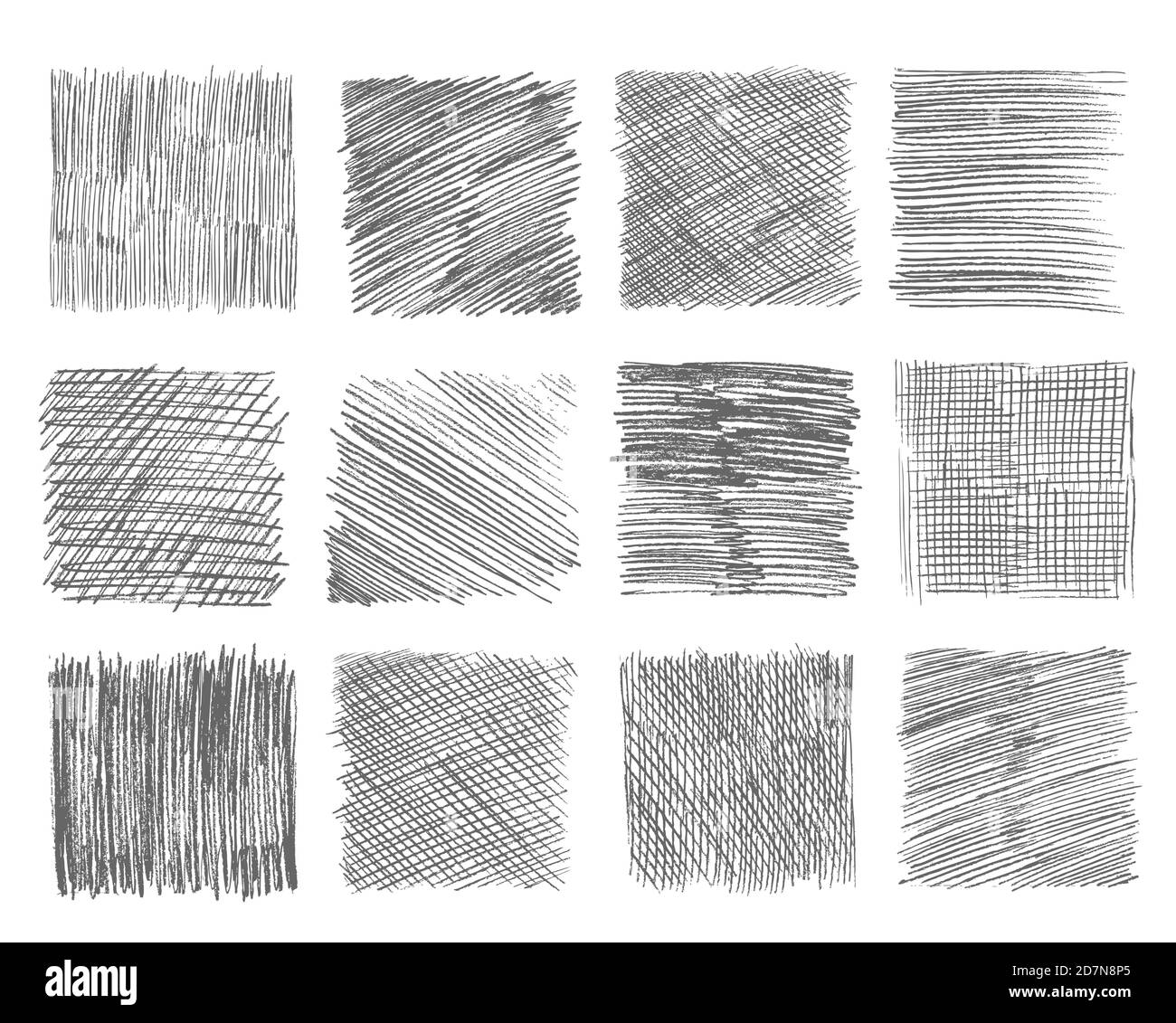 Sketch hatching. Pen doodle freehand line strokes chalk scribble black line sketch grunge handmade vector abstract textures. Scribble chalk, sketch freehand line drawing illustration Stock Vector