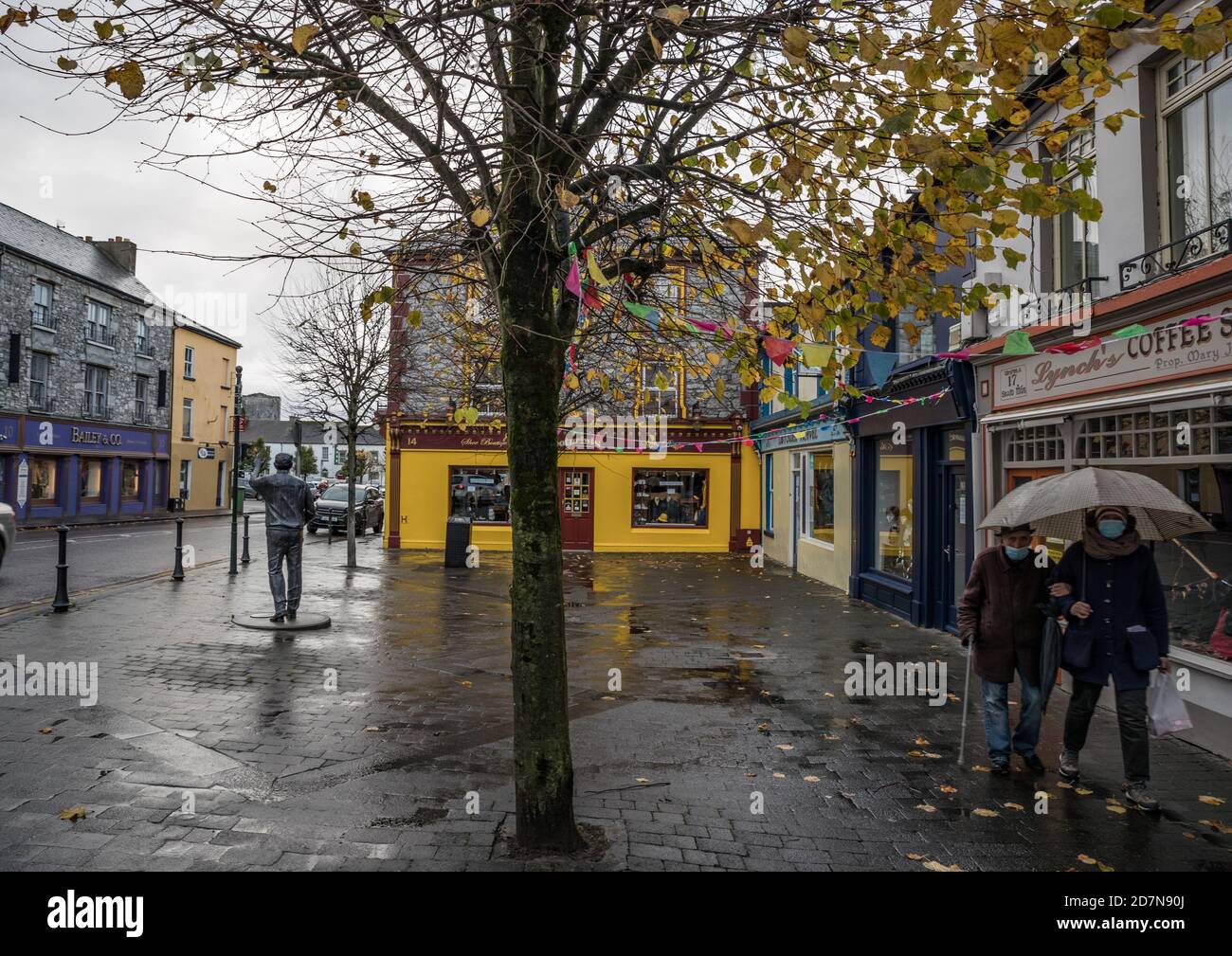 Listowel, Ireland - 24th October 2020:  Quite streets in the town of Listowel during 2nd nationwide lockdown due to covid-19 pandemic Stock Photo