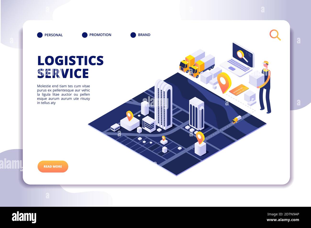 Distribution and logistics isometric concept. Global sipping insurance