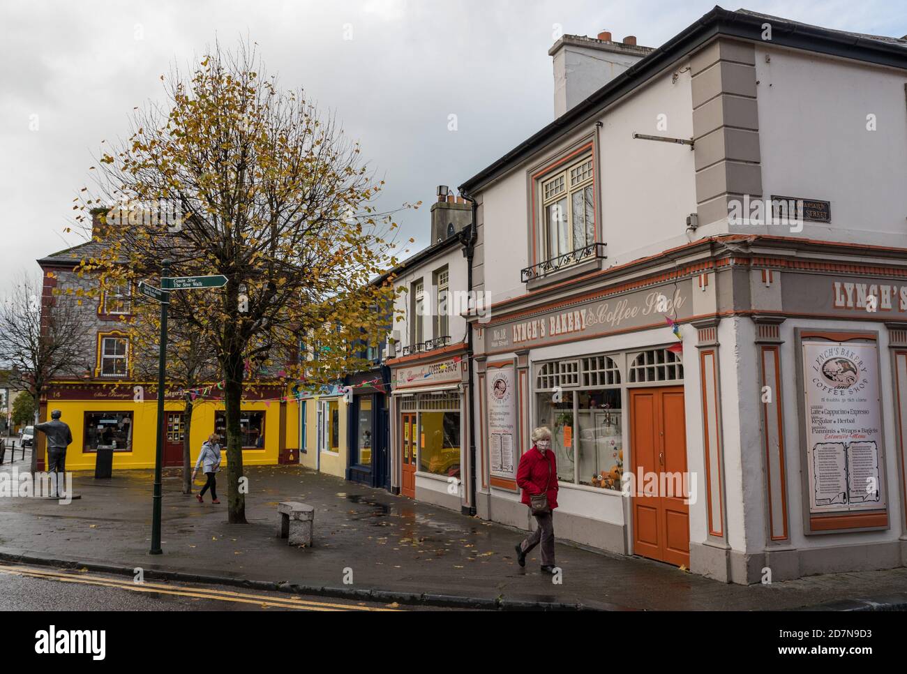 Listowel, Ireland - 24th October 2020:  Quite streets in the town of Listowel during 2nd nationwide lockdown due to covid-19 pandemic Stock Photo