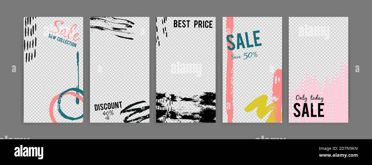 Inspired By Instagram Vector Sale Stories Template With Transparent Background And Grunge Elements Instagram Poster Transparent Story Discount Effect And Special Advertising Illustration Stock Vector Image Art Alamy