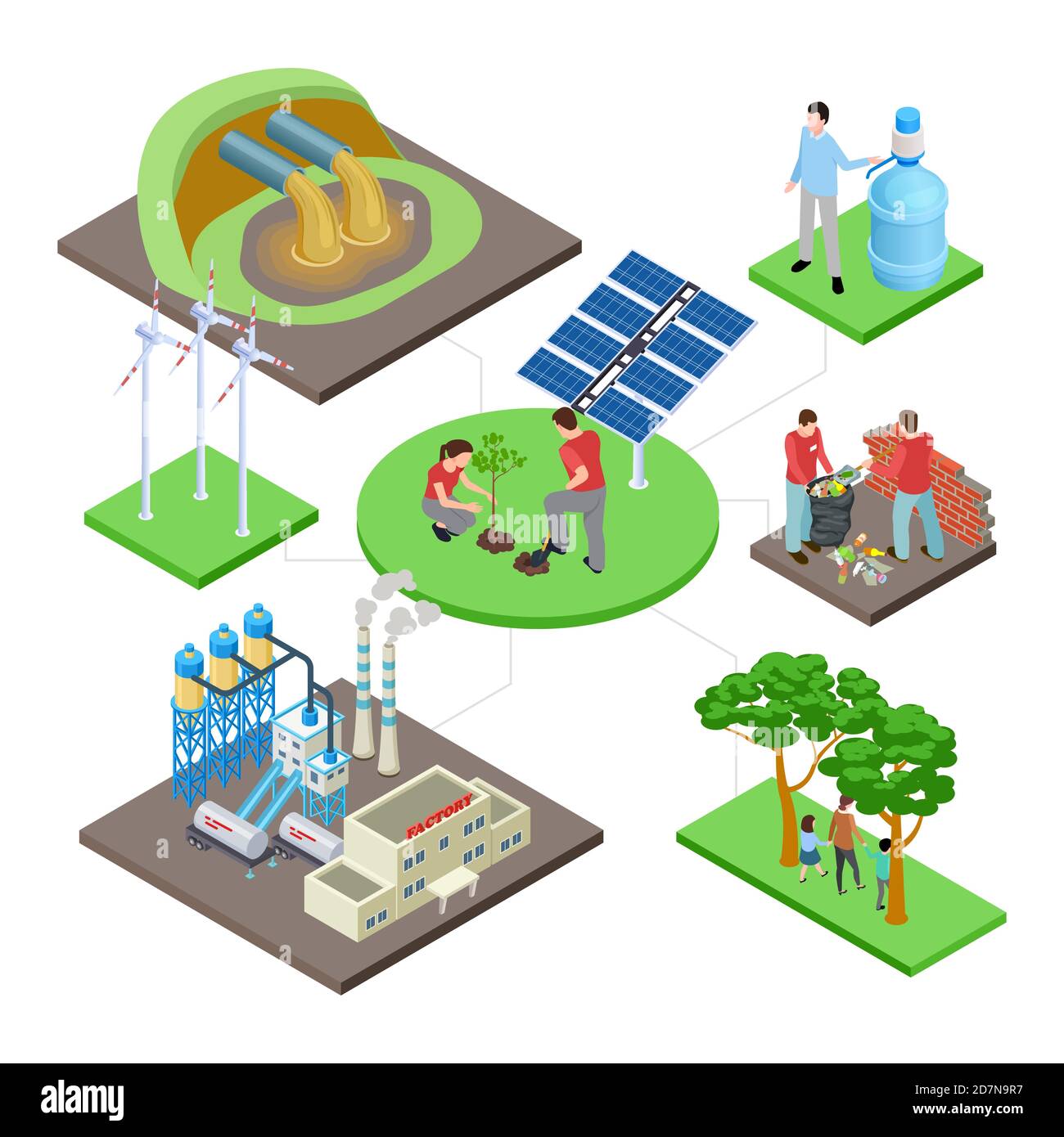 Ecology isometric concept green Stock Vector Images - Alamy