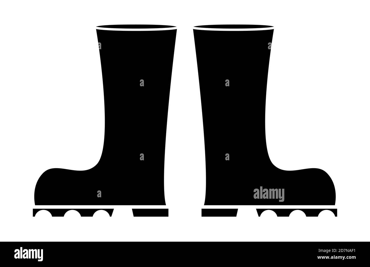 Wellington boot silhouette illustration isolated on white background. Rubber boots set vector clip art. Stock Vector