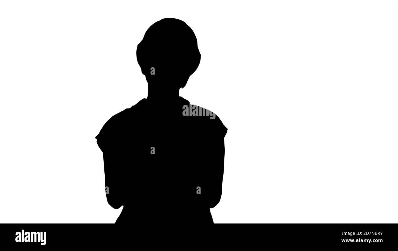 Silhouette Young Professional Female Contractor Wearing Hard Hat Stock ...