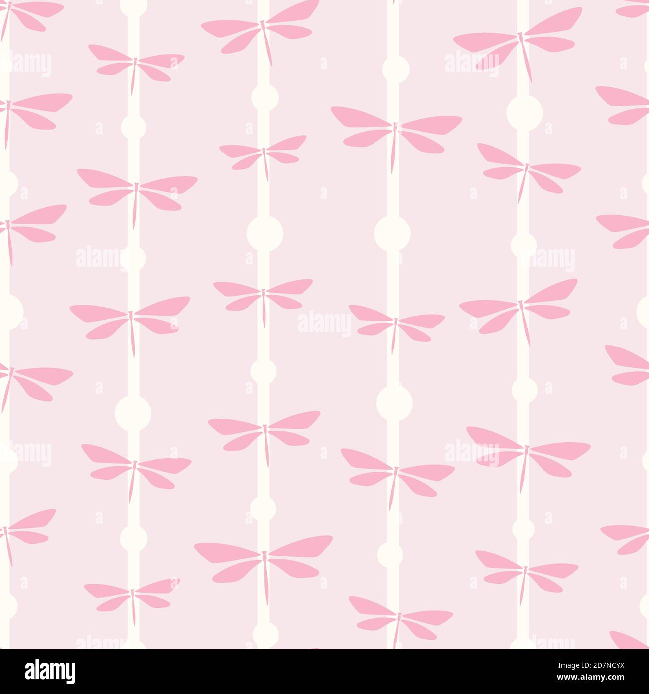 Vector pastel pink dragonfly seamless repeat pattern background ...