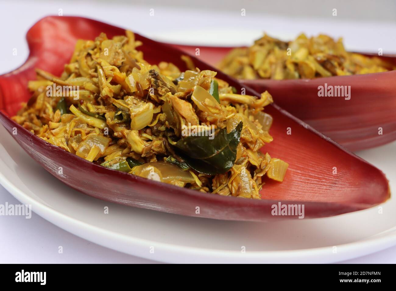 Banana flower curry, South Indian food, Plantain flower fry Stock Photo