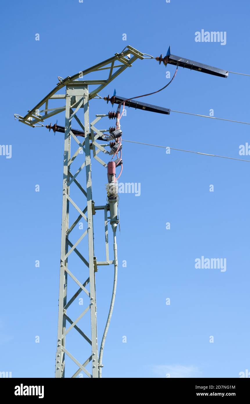 High voltage overhead electrical power line, energy industry, in a