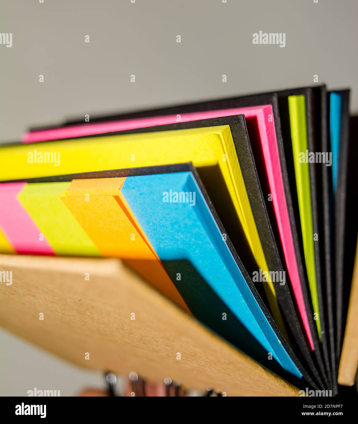 spiral notebook of sticky notes on isolate white background. Stock Photo