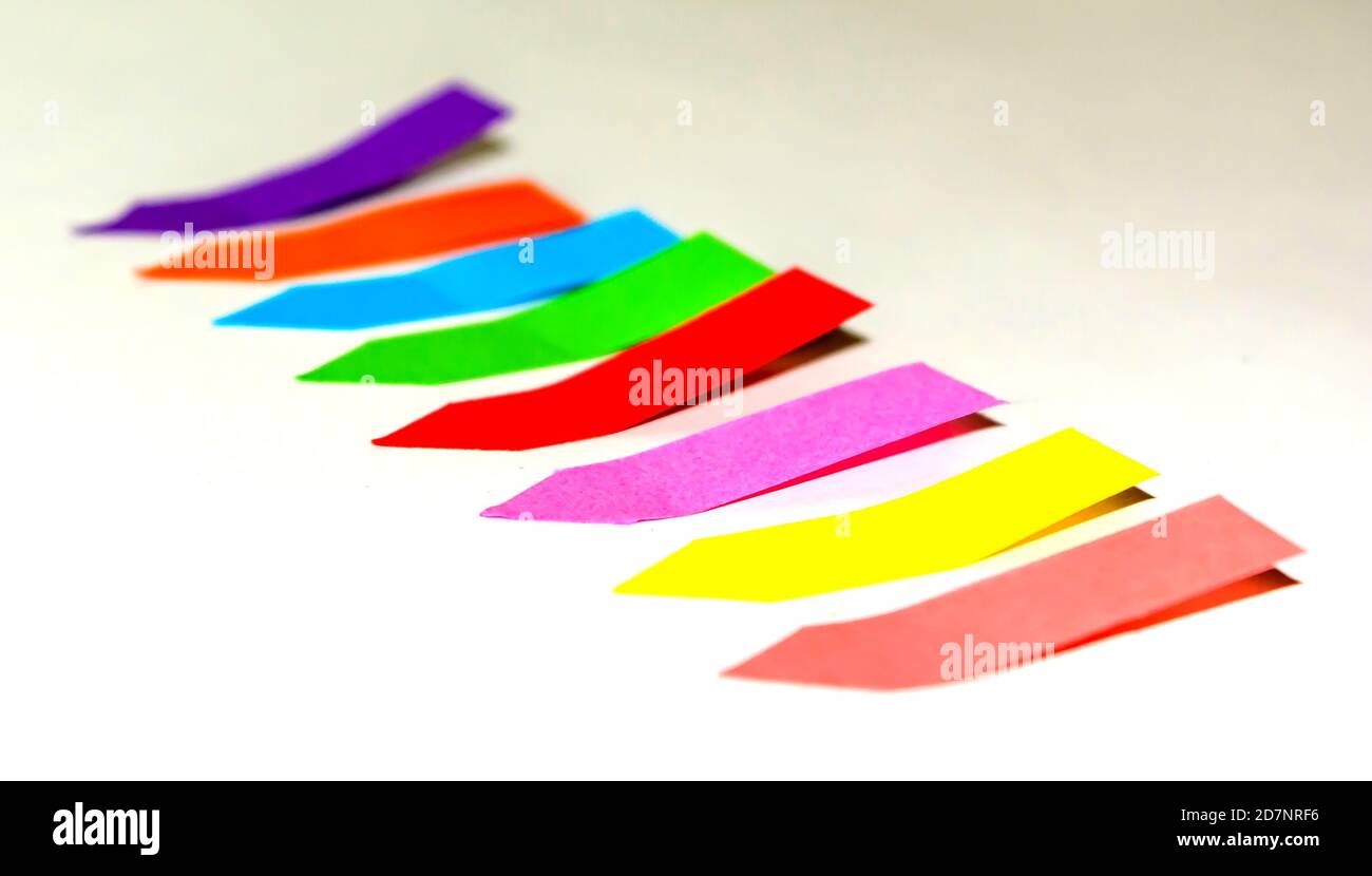 Set of different types of colorful sticky note isolated on white