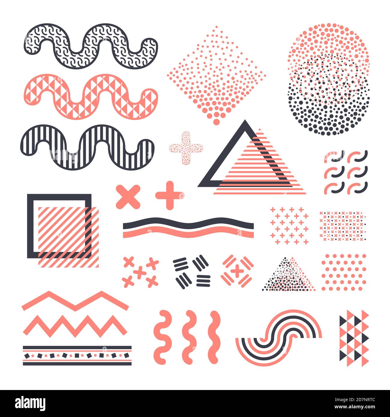 Funky memphis graphic vector elements isolated on white background ...