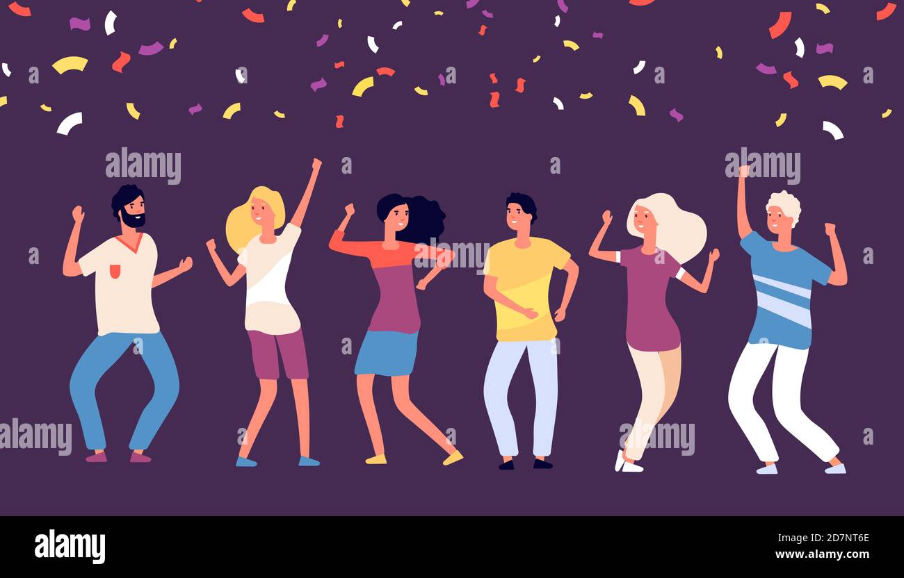 Person people vector illustration dance party woman and man. Happy