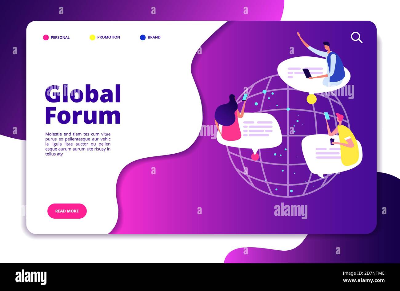 Internet forum concept. People discussion mobile networking communication friend chatting group user email technology vector design. World connect forum, social people connect illustration Stock Vector