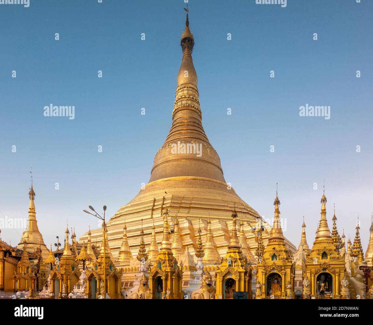 Golden stupa of the Shwedagon Pagoda, Yangon, Myanmar Stock Photo
